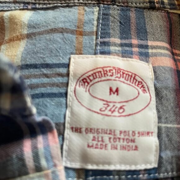 90s vintage patchwork button up 100% cotton plaid shirt - long sleeve brooks bro - Picture 4 of 4